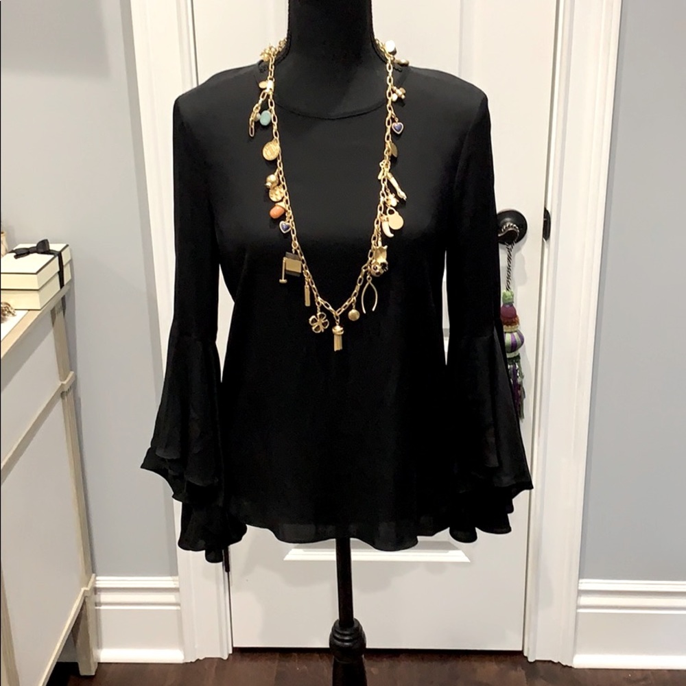 MILLY STRETCH SILK FUTTER SLEEVE TOP